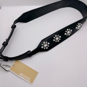 Michael Kors Floral-Embellished Leather Shoulder Handbag Strap